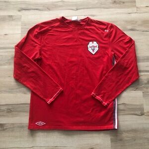 Umbro England Home of Football Soccer Vibrant Red Long Sleeve Men's Tee